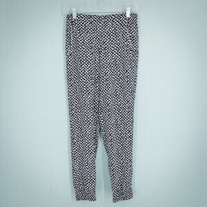 Theory Size XS Persha Black White Houndstooth Print Pull On Ankle Jogger Pants